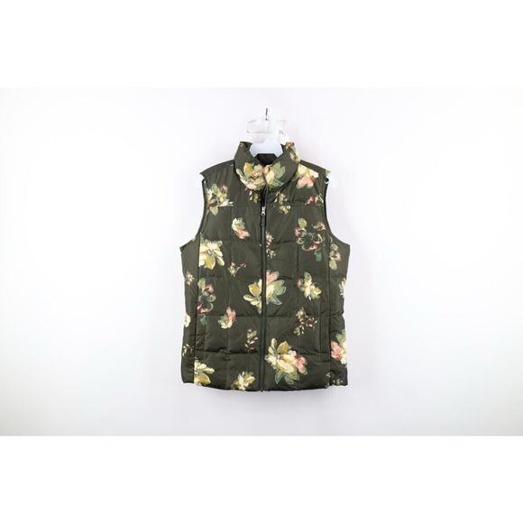 Lands End Womens Size 3x Plus Flower Duck Down Fill Insulated Puffer Vest Jacket - Picture 1 of 10